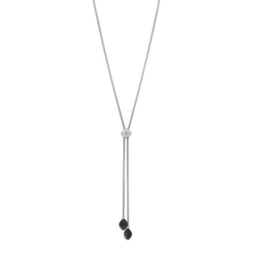 Victoria Silver Black, White Stone Necklace