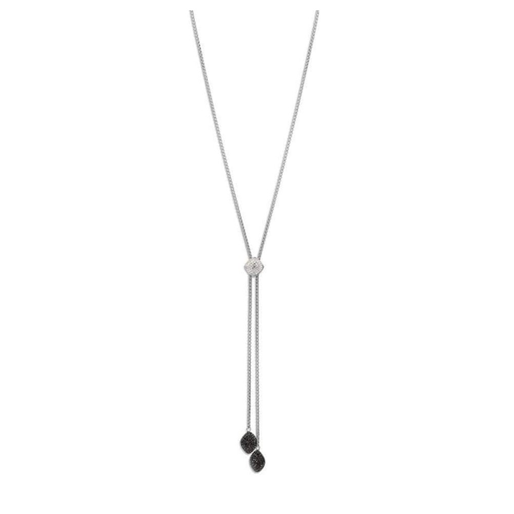 Victoria Silver Black, White Stone Necklace