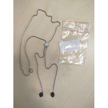 Victoria Silver Black, White Stone Necklace