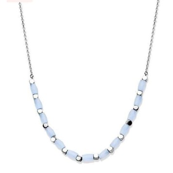 Victoria Silver-colored Blue Beaded Necklace