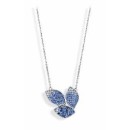 Victoria Silver Colored Blue, White Stone Petal Necklace