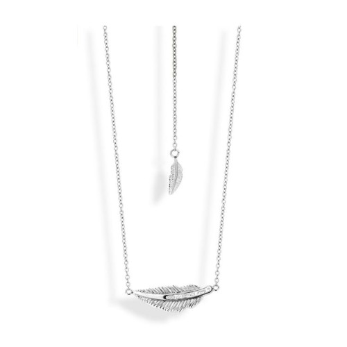 Victoria Silver-colored Stone-studded Feather Necklace