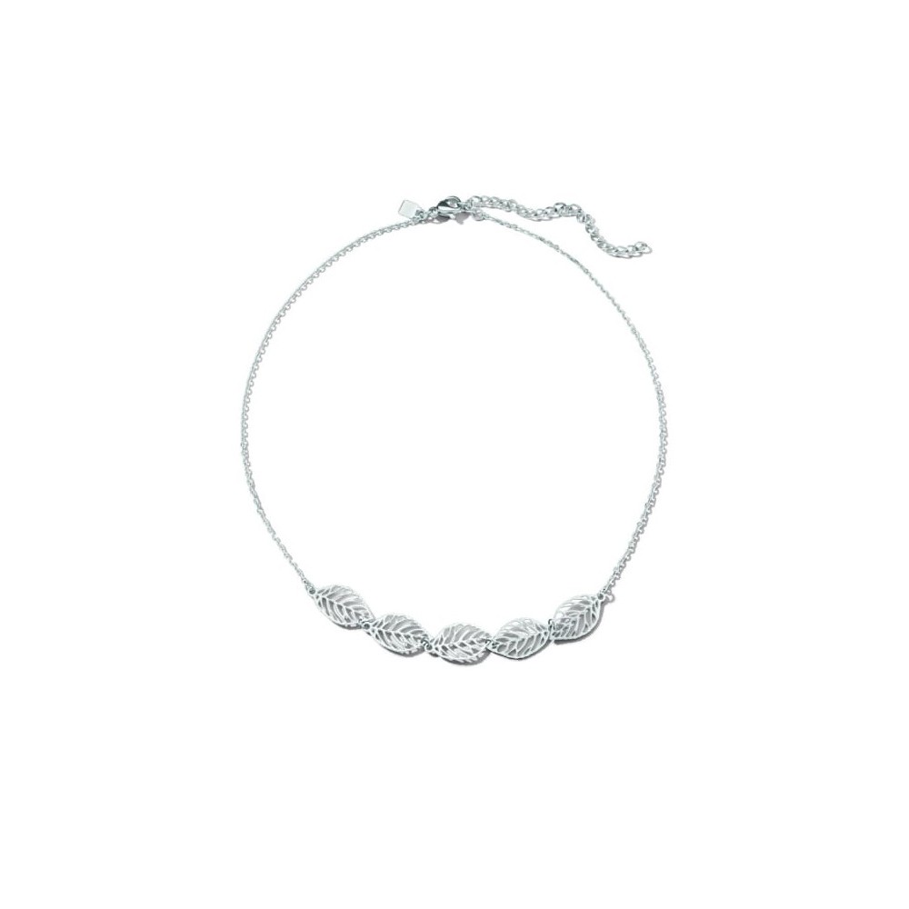 Victoria Silver Leaf Pattern Necklace
