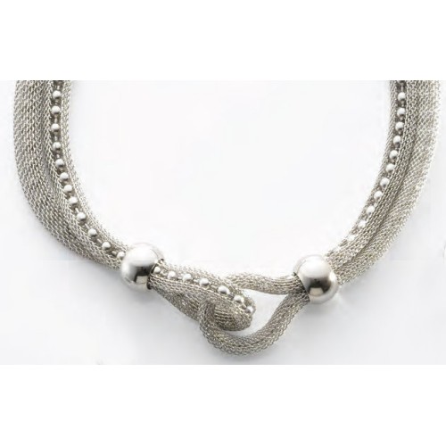 Victoria Thick Silver Mesh Necklace