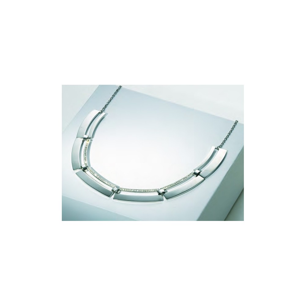 Victoria Silver-colored necklace with white stones