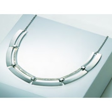 Victoria Silver-colored necklace with white stones