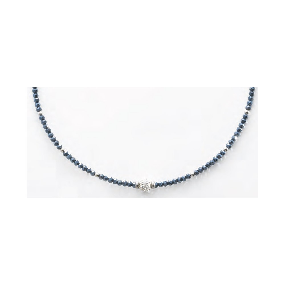 Victoria White Stone Blue Bead Necklace