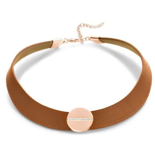 Victoria White stone rose gold leather necklace