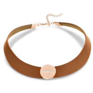 Victoria White stone rose gold leather necklace