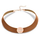 Victoria White stone rose gold leather necklace