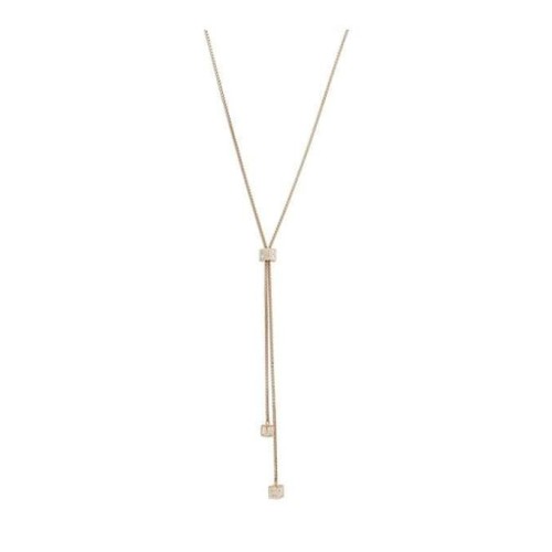 Victoria Rose gold colored white stone cube necklace