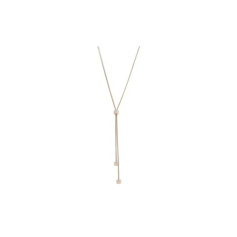 Victoria Rose gold colored white stone cube necklace
