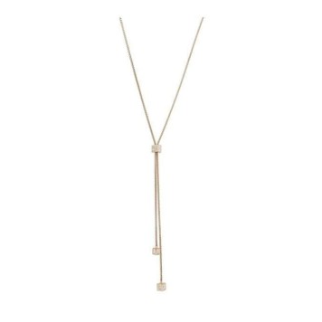 Victoria Rose gold colored white stone cube necklace