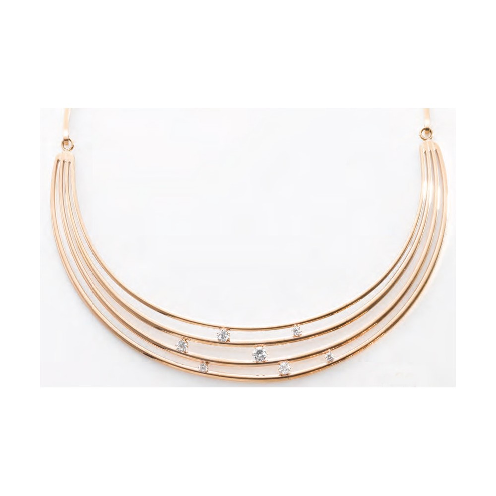 Victoria Rose gold colored necklace with white stones