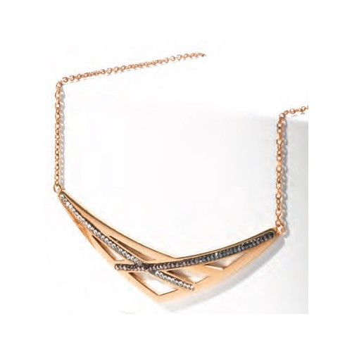 Victoria Rose gold colored black and white stone necklace