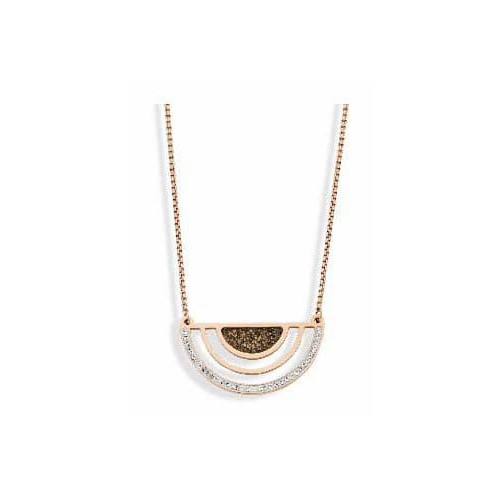 Victoria Rose gold colored black, white stone necklace