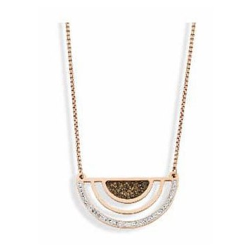 Victoria Rose gold colored black, white stone necklace