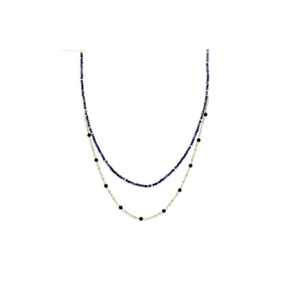 Victoria Rose gold colored blue beaded necklace