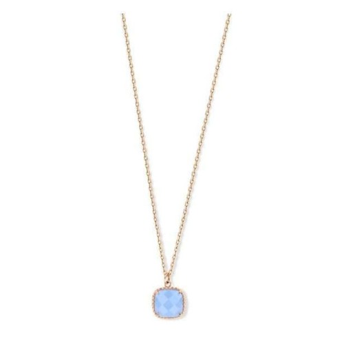 Victoria Rose gold color blue stoned necklace