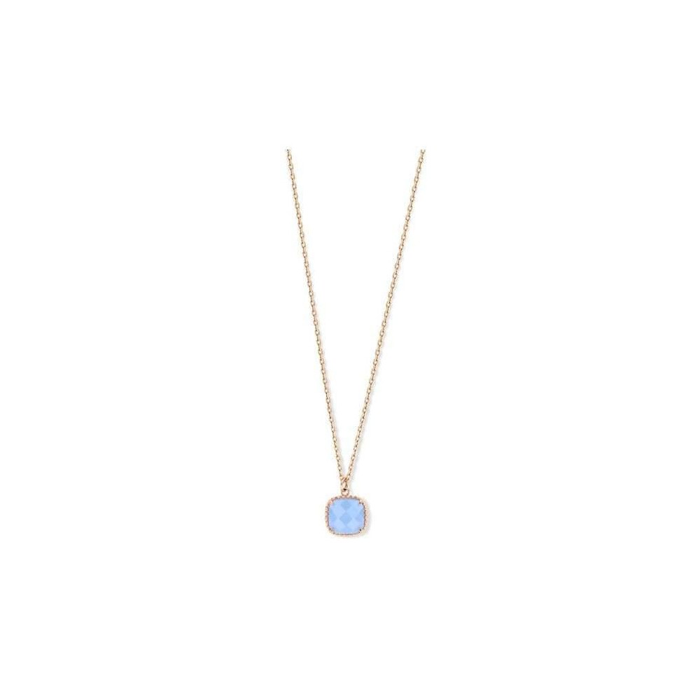 Victoria Rose gold color blue stoned necklace