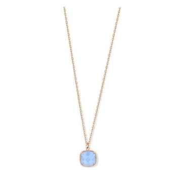 Victoria Rose gold color blue stoned necklace
