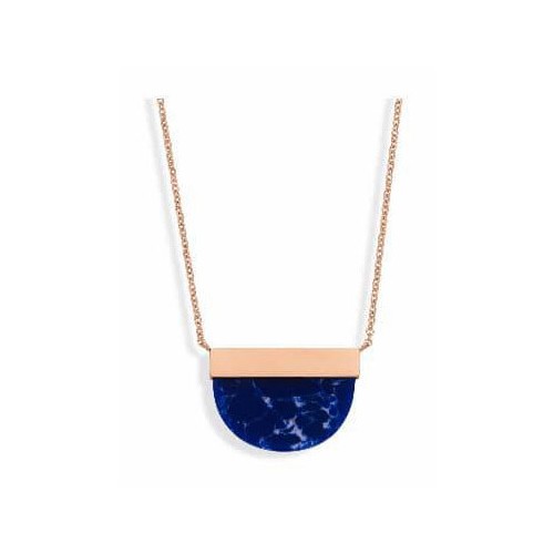 Victoria Rose gold colored blue patterned necklace