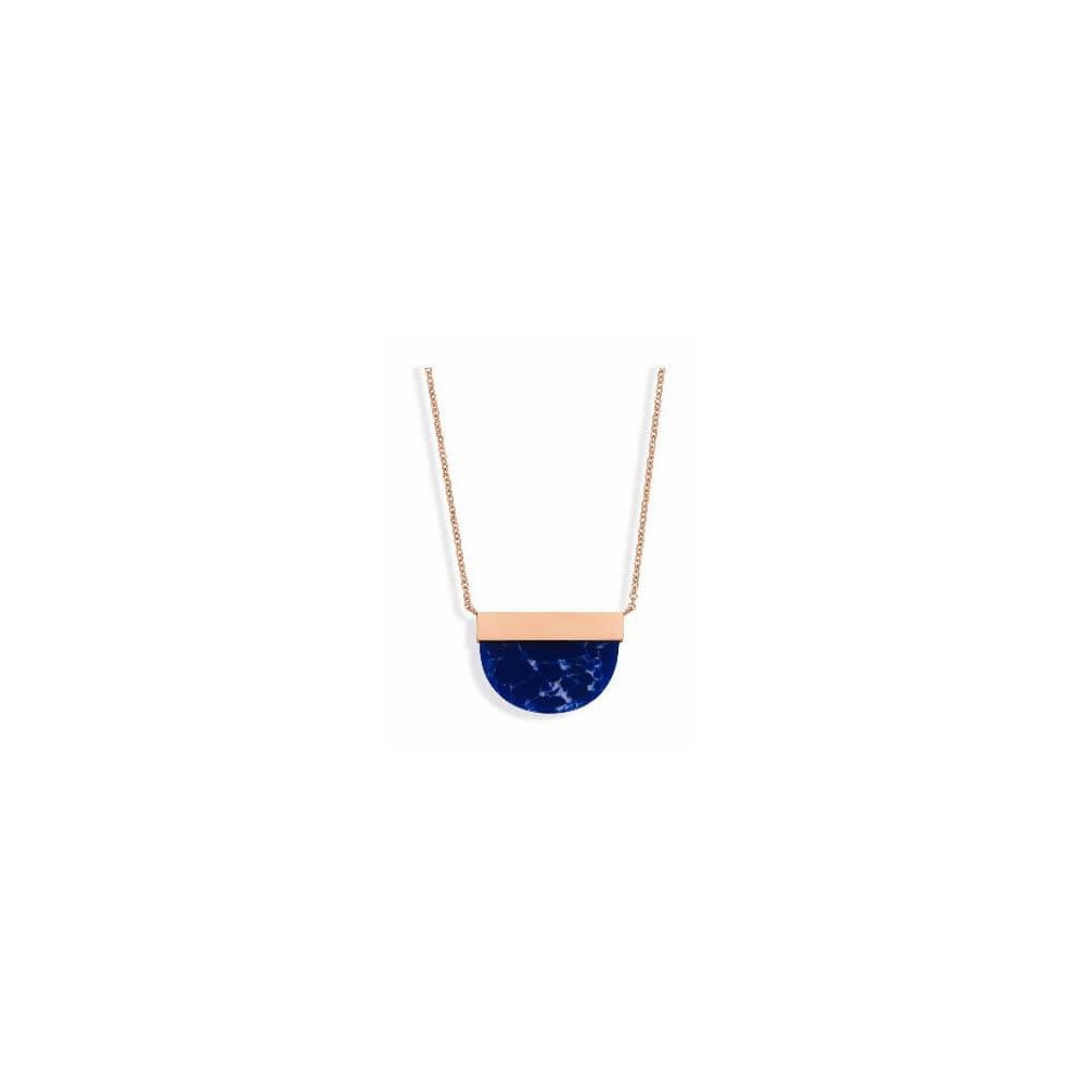 Victoria Rose gold colored blue patterned necklace