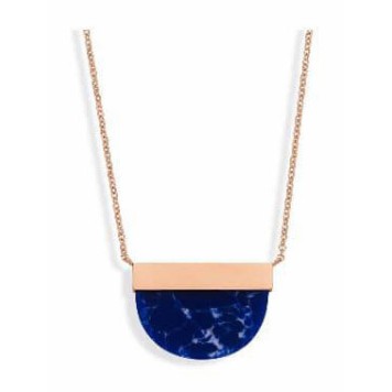 Victoria Rose gold colored blue patterned necklace