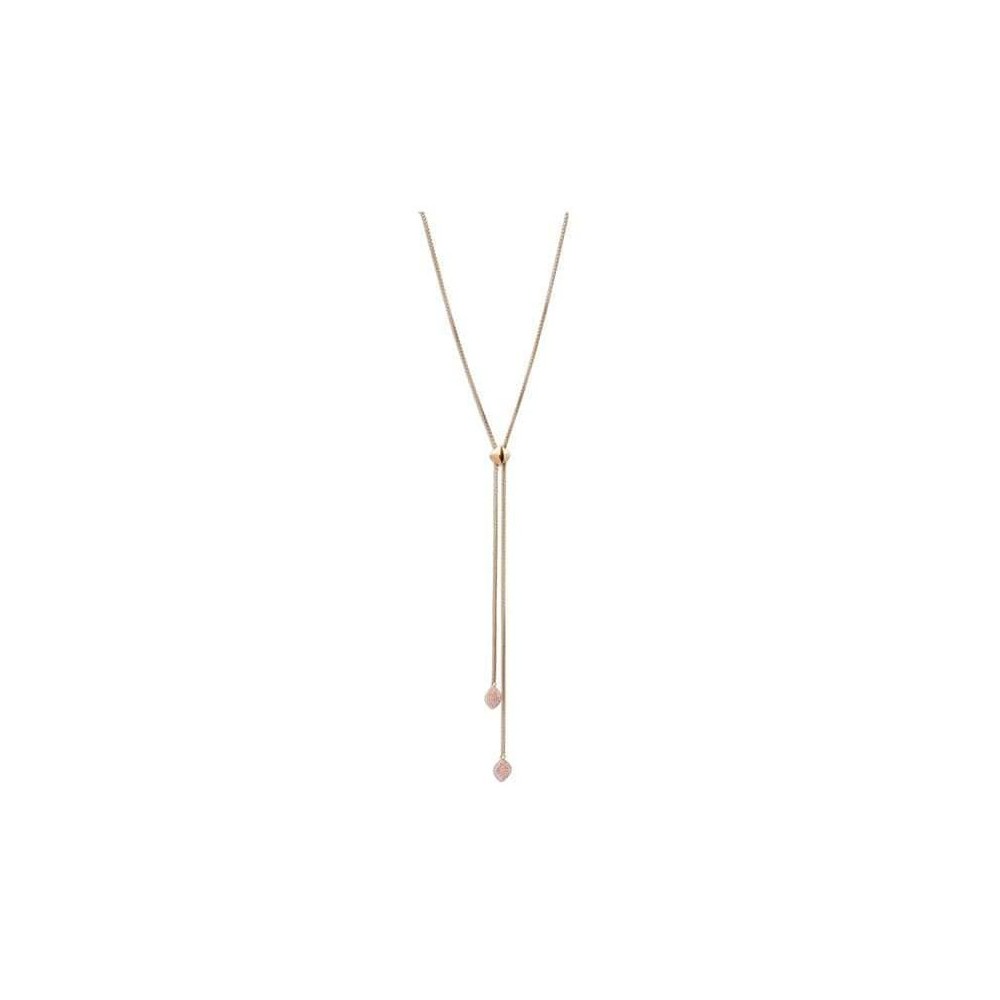 Victoria Rose gold colored pink stone necklace