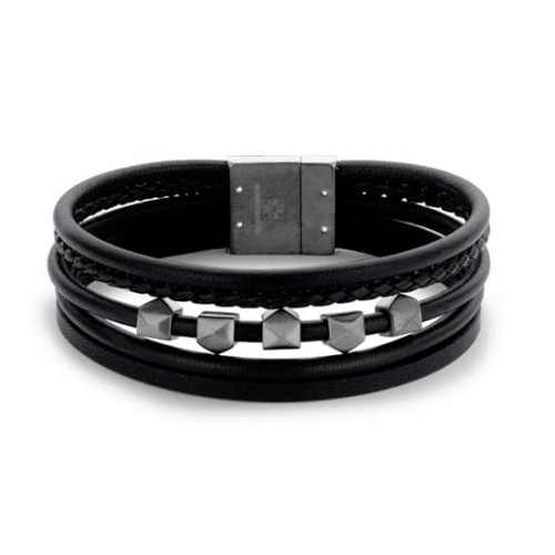Victoria Black Men's Leather Bracelet