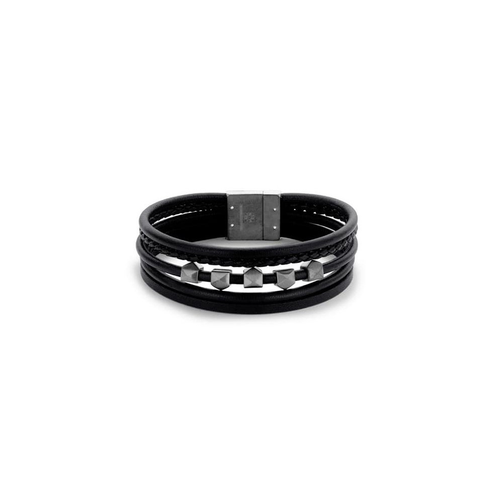 Victoria Black Men's Leather Bracelet