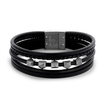 Victoria Black Men's Leather Bracelet