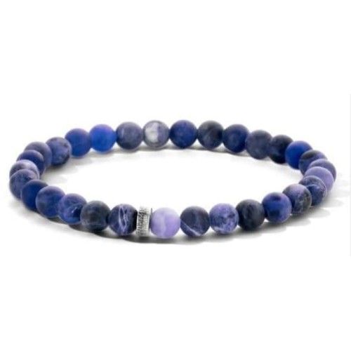 Victoria Men's Blue Beaded Stretch Bracelet