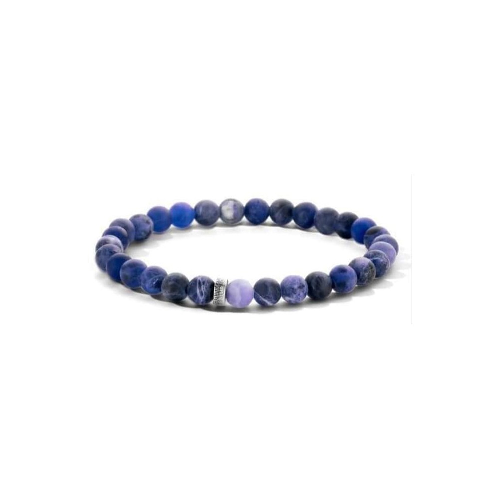 Victoria Men's Blue Beaded Stretch Bracelet