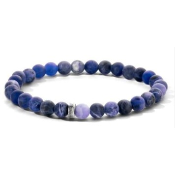 Victoria Men's Blue Beaded Stretch Bracelet