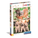 Animals Brothers in Fur 2x60 piece puzzle Clementoni Grade II
