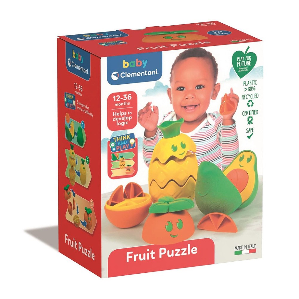 Fruits Friendly Faces Fruit Shape Sorting Baby Toy, Puzzle Clementoni Grade II