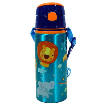 Jungle Jungle, Animal aluminum bottle with carabiner 600 ml