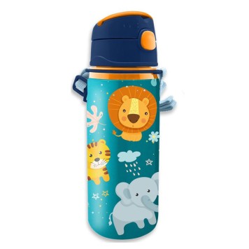 Jungle Jungle, Animal aluminum bottle with carabiner 600 ml