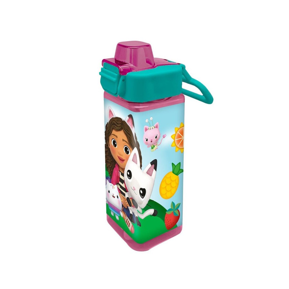 Gabby's Dollhouse Smoothie Land square plastic water bottle 500 ml