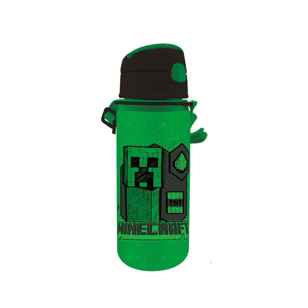 Minecraft Green aluminum bottle with hook 600 ml
