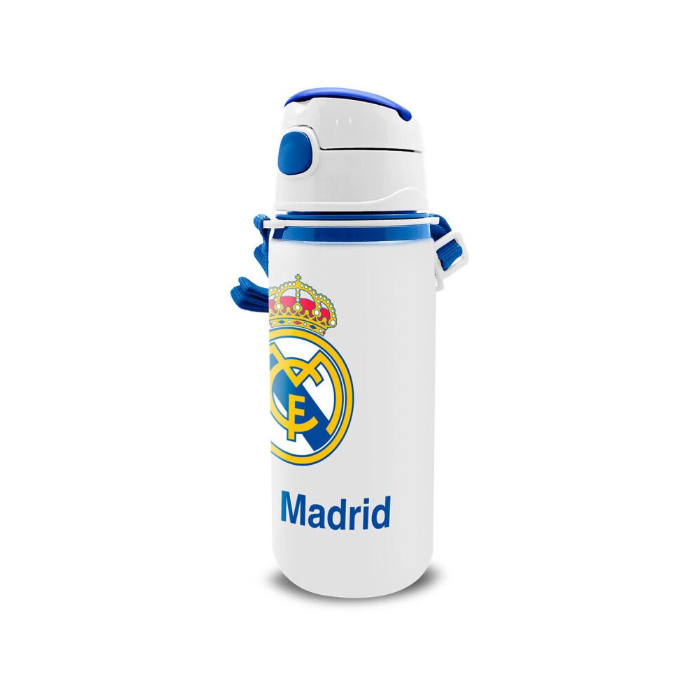 Real Madrid Emblem aluminum straw bottle with carabiner 600 ml
