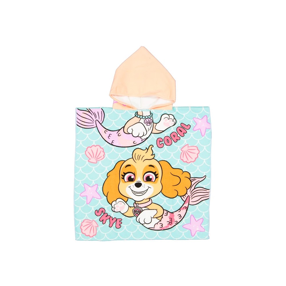 Paw Patrol Mermaid Beach Towel Poncho 60x120 cm (Fast Dry)