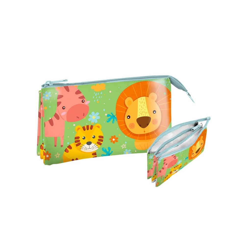 Jungle Jungle, Kids animal toiletry bag, pencil case with 3 compartments