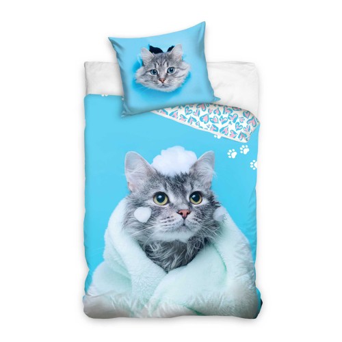 Cat Bath bedding set 140×200cm, 70×90 cm