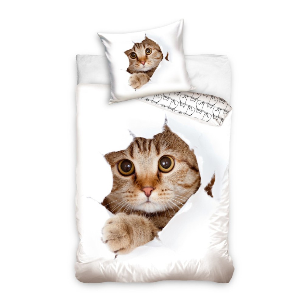 Cat Curious bedding cover 140×200cm, 70×80 cm