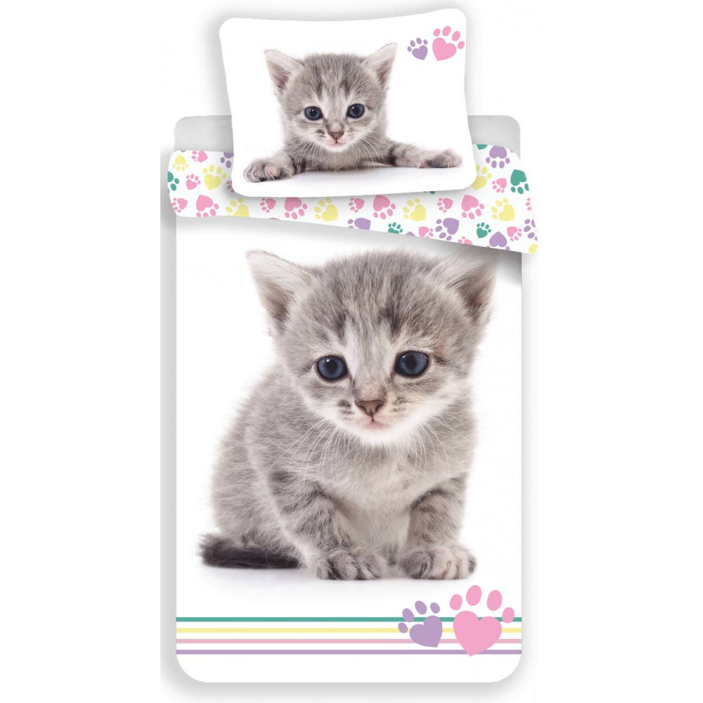 Cat Heart Paw bedding set 140×200cm, 70×90 cm