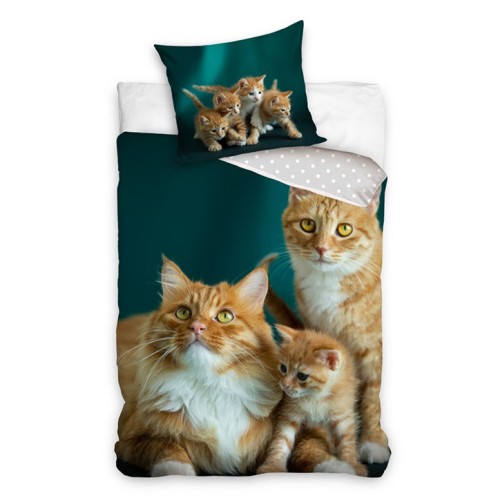 Animals Orange Family Cat bedding cover 140×200cm, 70×90 cm