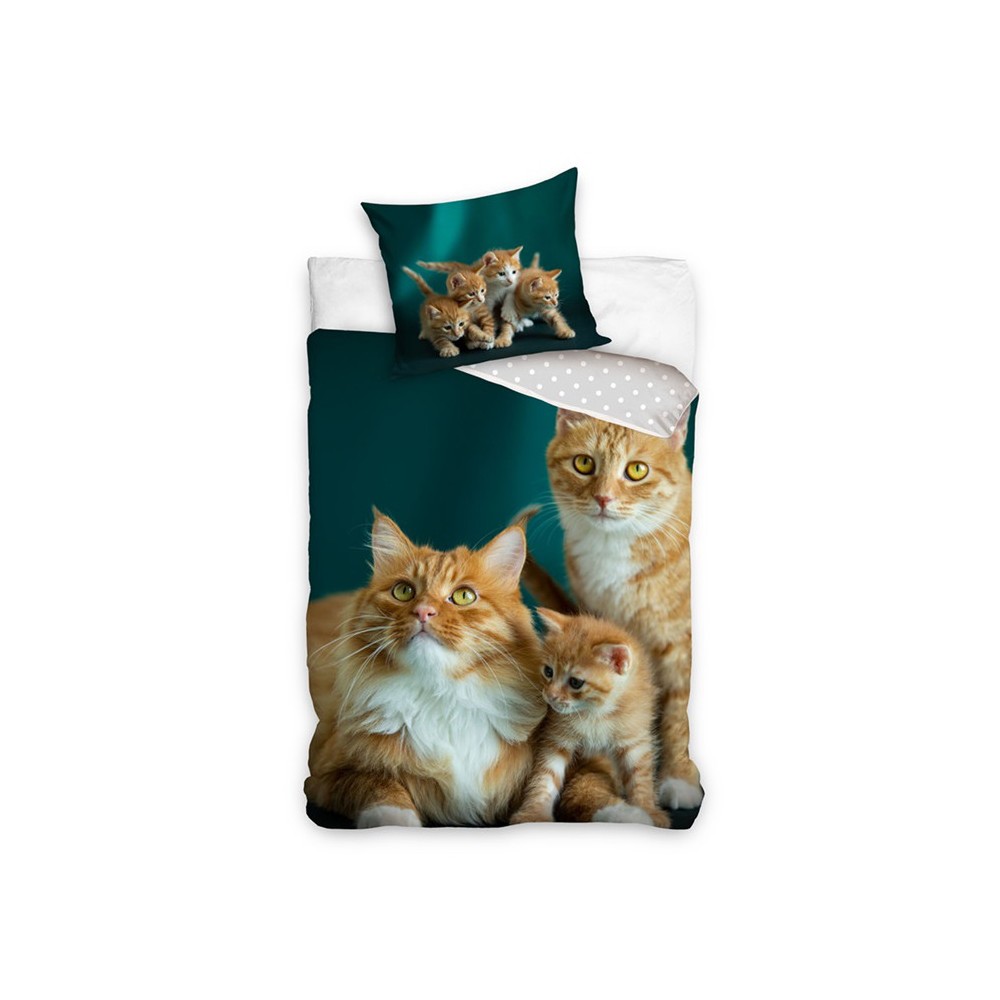 Animals Orange Family Cat bedding cover 140×200cm, 70×90 cm