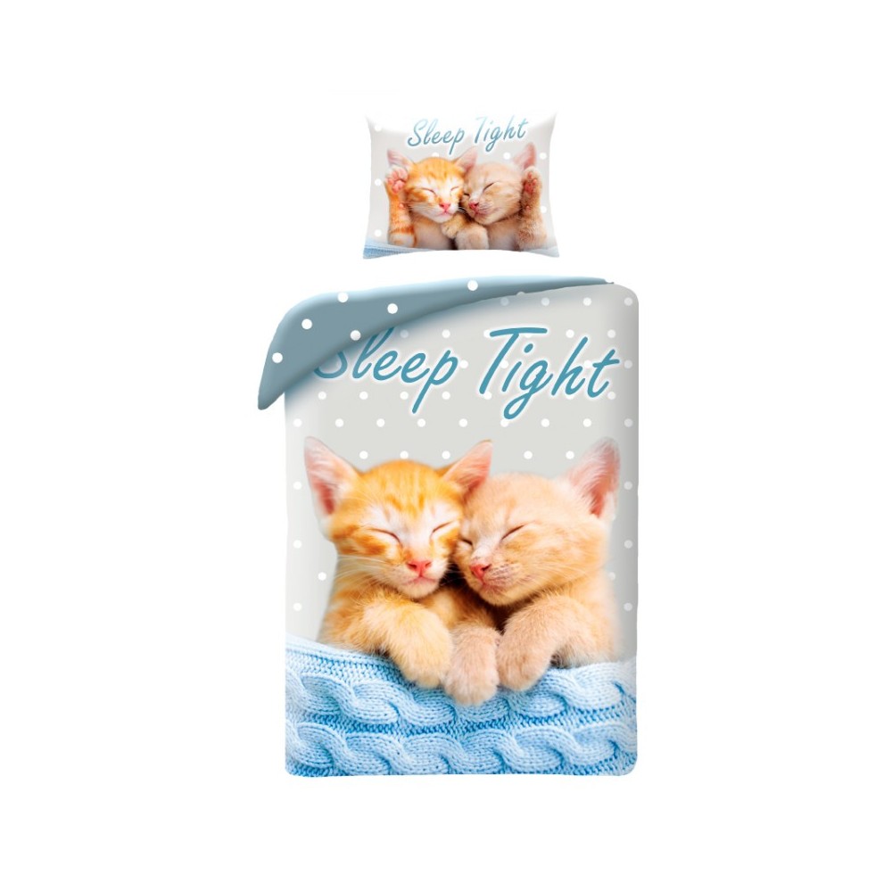 Animals Sleep Tight Cat bedding set 140×200cm, 70×90 cm